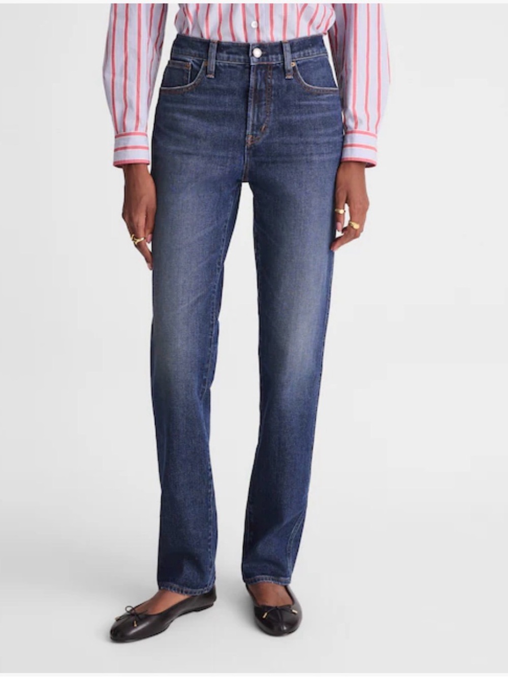 Madewell Longline Straight Jeans Size 31 10 Midnight Waters Wash NWOT